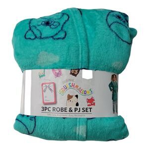 Character Girl's 3-Piece Super Soft Hooded Robe & Pajama Set - Squishmallows